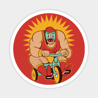 Funny Mexican Luchador Wrestler on a Tricycle Magnet